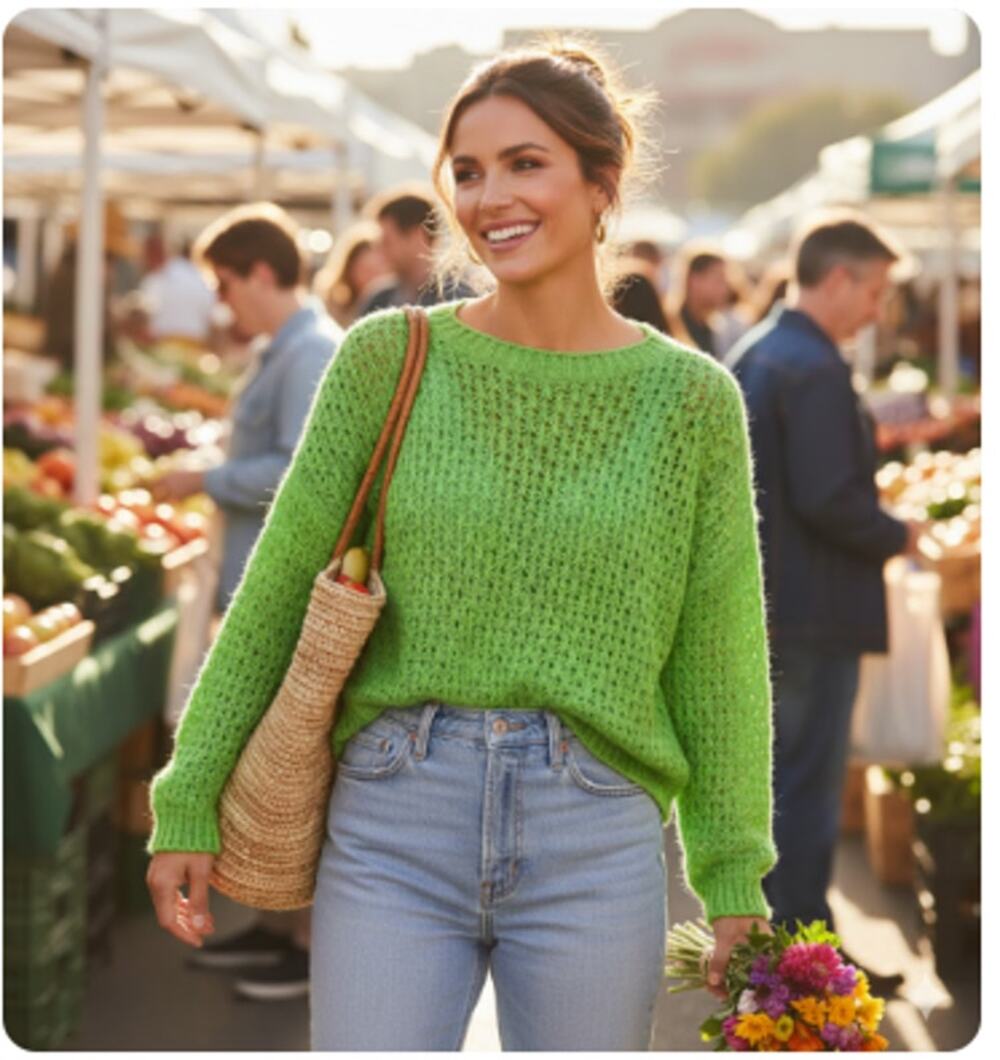 ORFEO La Maille Green Knit Sweater - One Size